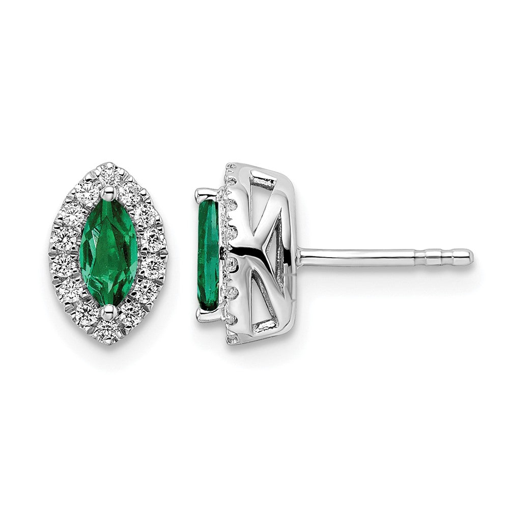 14kw 1/5ct Lab Grown Dia VS/SI+ G+ & Cr Emerald May Birthstone Earrings