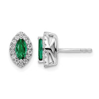 14kw 1/5ct Lab Grown Dia VS/SI+ G+ & Cr Emerald May Birthstone Earrings