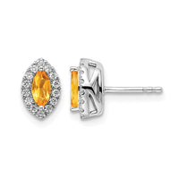 14kw 1/5 ct Lab Grown Dia VS/SI+ G+ & Citrine Nov Birthstone Post Earrings