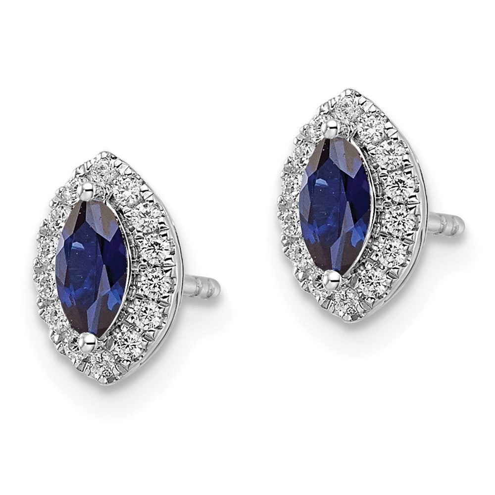 14kw 1/5ct Lab Grown Dia VS/SI+ G+ & Cr Sapphire Sept Birthstone Earrings