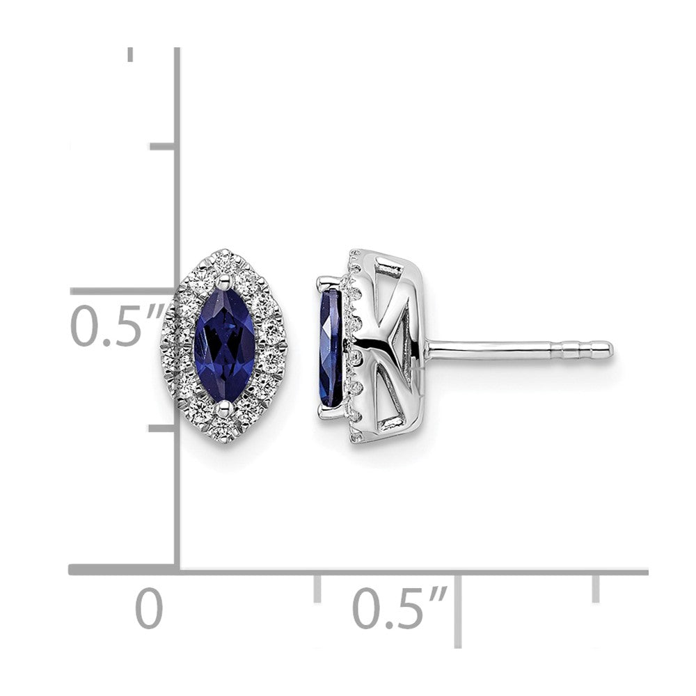 14kw 1/5ct Lab Grown Dia VS/SI+ G+ & Cr Sapphire Sept Birthstone Earrings