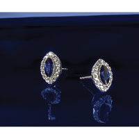 14kw 1/5ct Lab Grown Dia VS/SI+ G+ & Cr Sapphire Sept Birthstone Earrings