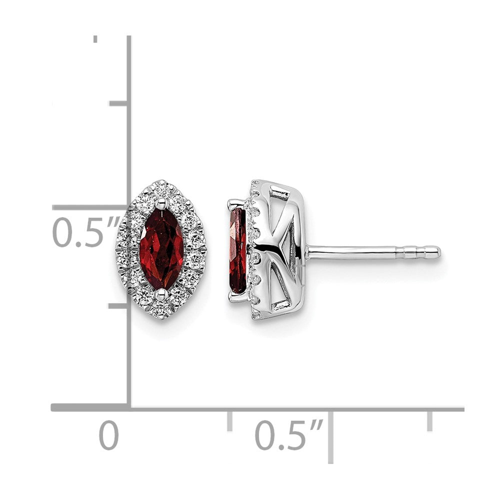 14kw 1/5ct Lab Grown Dia VS/SI+ G+ & Garnet Jan Birthstone Earrings