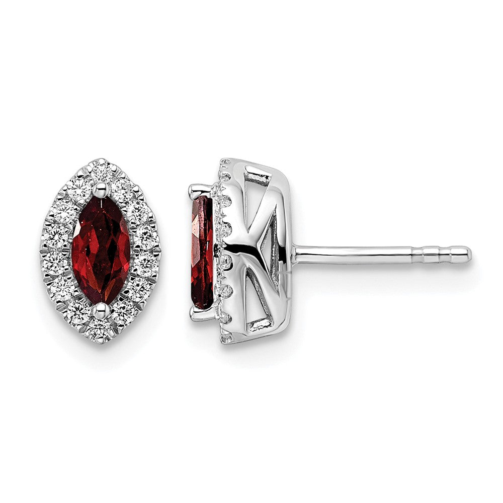 14kw 1/5ct Lab Grown Dia VS/SI+ G+ & Garnet Jan Birthstone Earrings