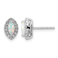14kw 1/5 ct Lab Grown Dia VS/SI+ G+ & Cr Opal Oct Birthstone Post Earrings