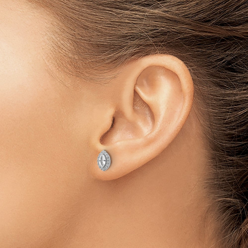 14kw 1/5ct Lab Grown Dia VS/SI+ G+ & Sapphire April Birthstone Earrings