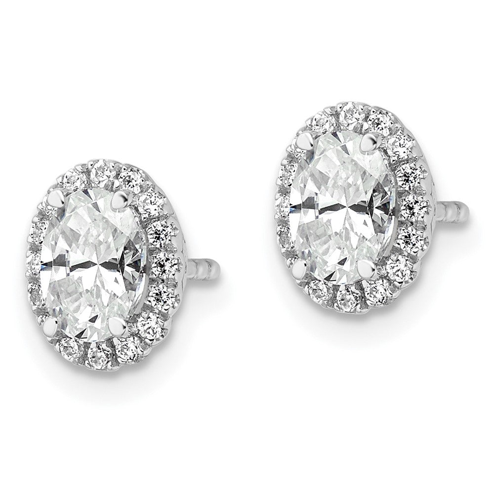14k White Gold 1 1/5 ct Lab Grown Diamond VS/SI+ G+ Halo Stud Earrings