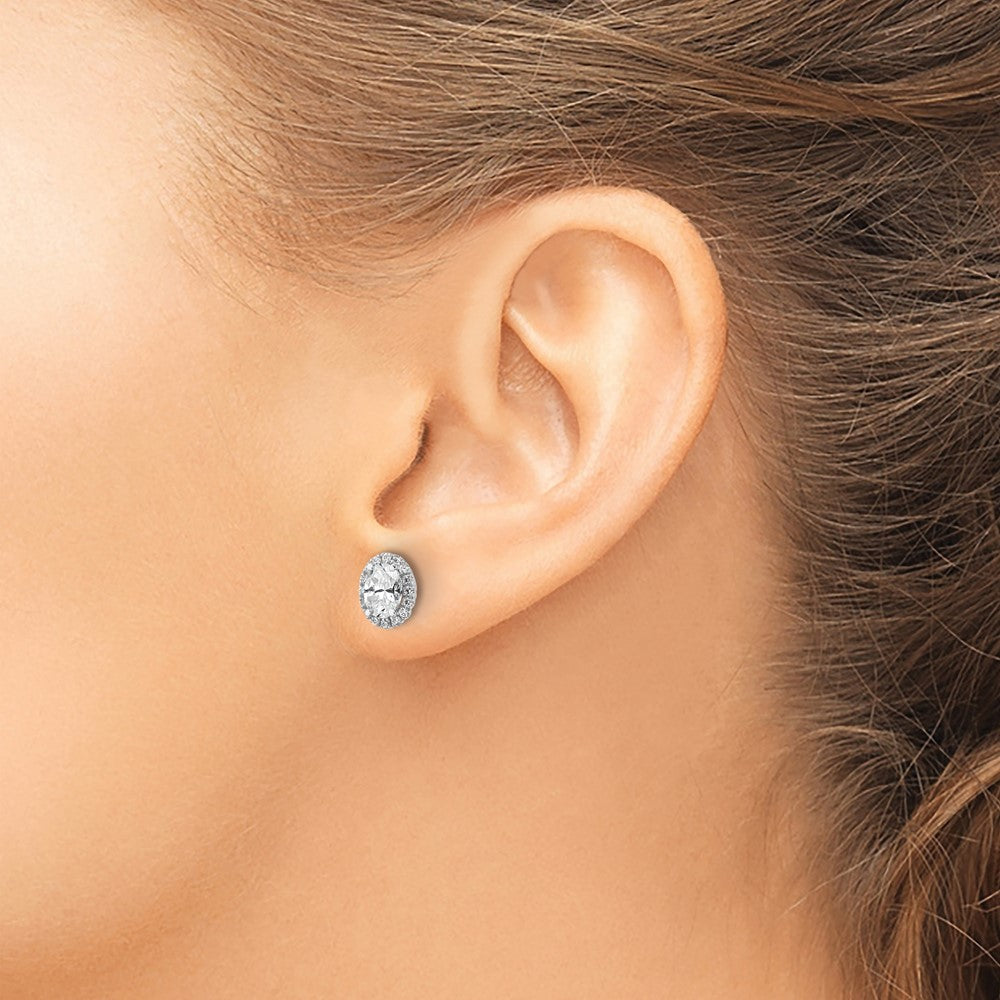 14k White Gold 1 1/5 ct Lab Grown Diamond VS/SI+ G+ Halo Stud Earrings