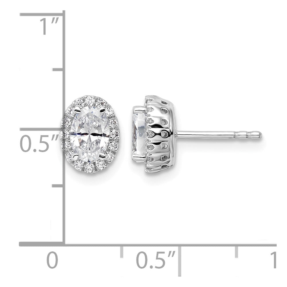 14k White Gold 1 1/5 ct Lab Grown Diamond VS/SI+ G+ Halo Stud Earrings