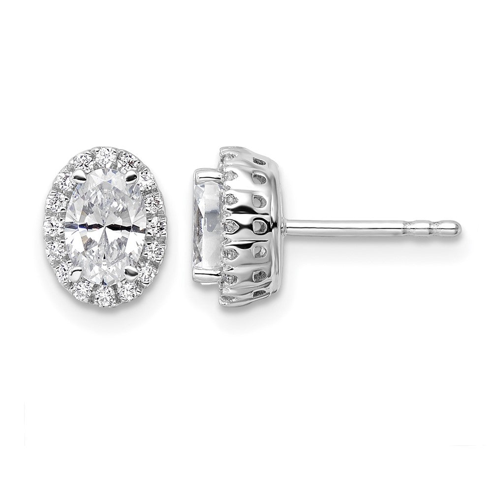 14k White Gold 1 1/5 ct Lab Grown Diamond VS/SI+ G+ Halo Stud Earrings