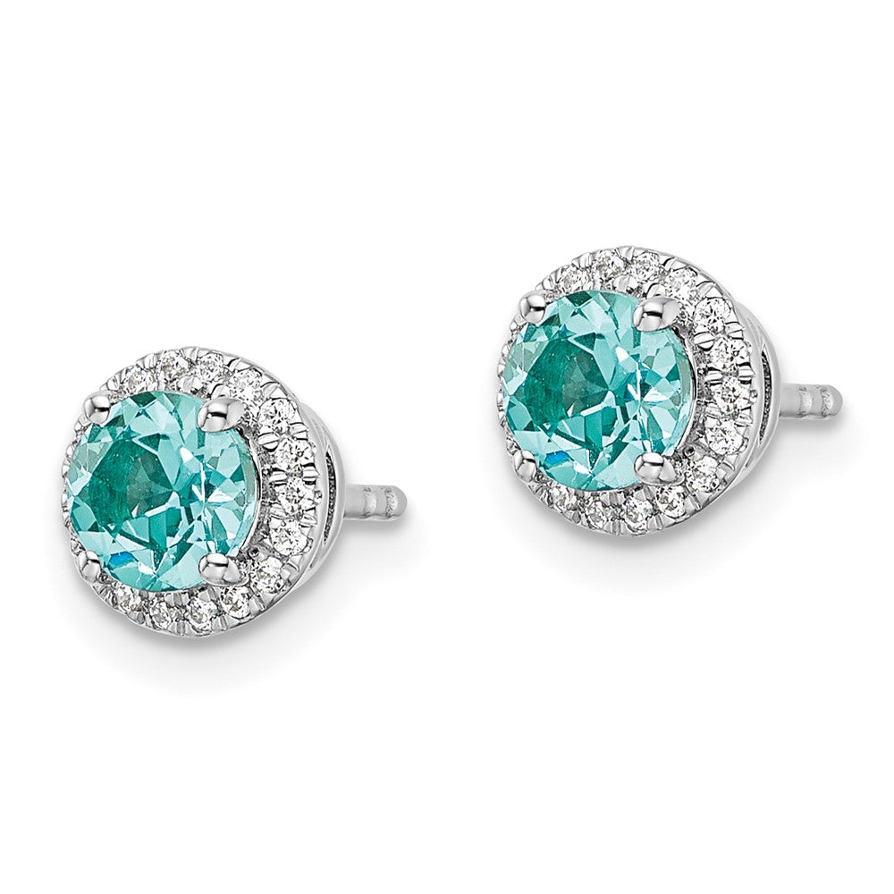 14kw 1/6 ct Lab Grown Dia VS/SI+ G+ & Cr Paraiba Post Earrings