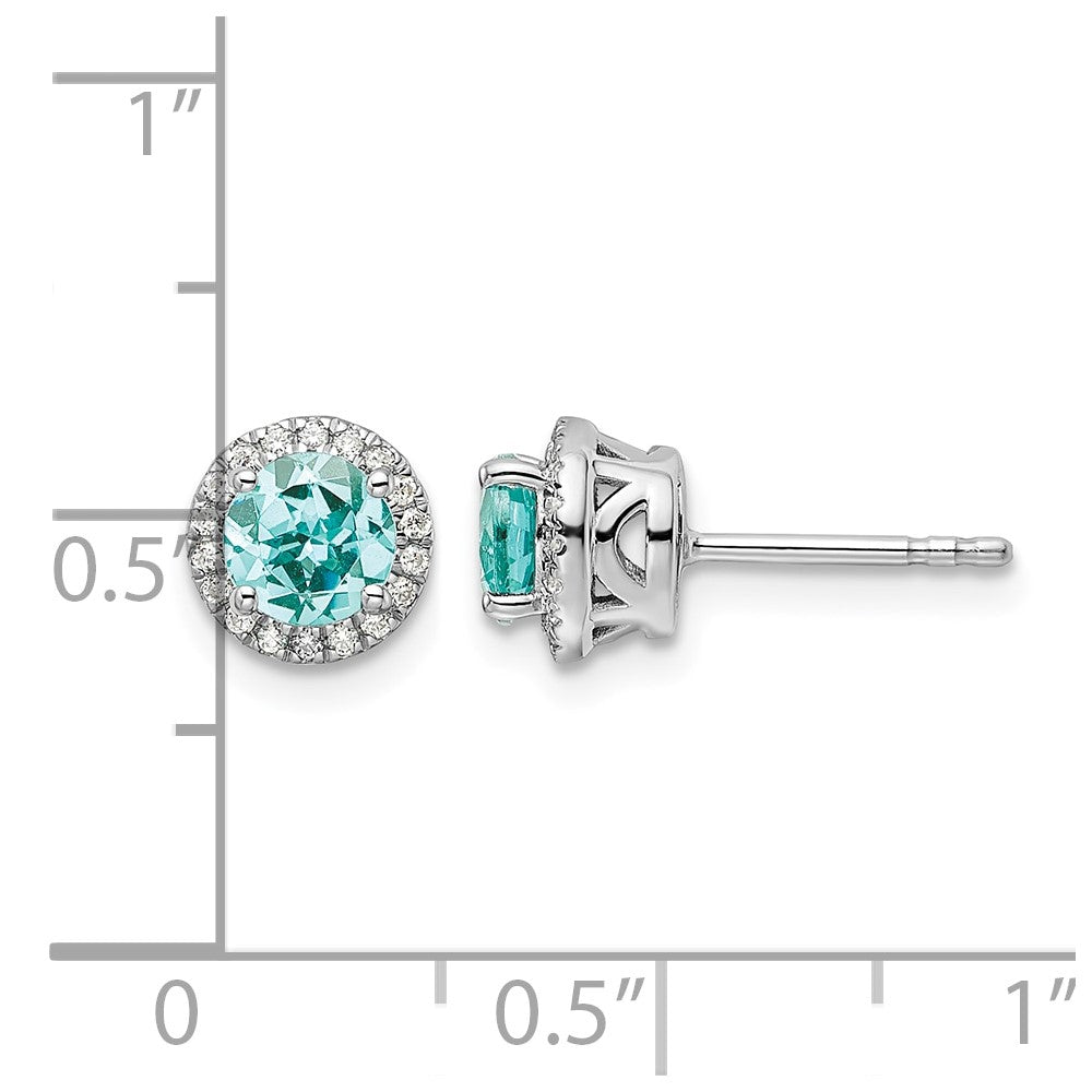 14kw 1/6 ct Lab Grown Dia VS/SI+ G+ & Cr Paraiba Post Earrings