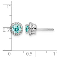 14kw 1/6 ct Lab Grown Dia VS/SI+ G+ & Cr Paraiba Post Earrings