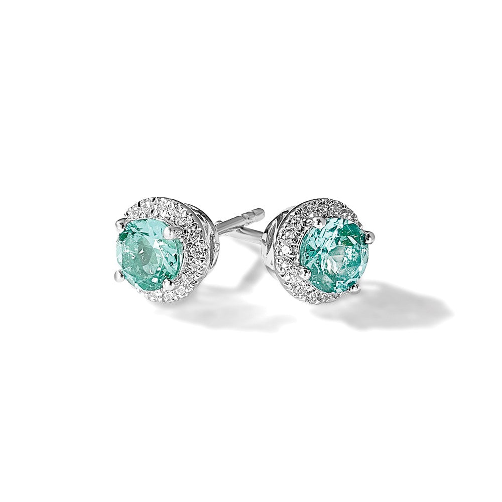 14kw 1/6 ct Lab Grown Dia VS/SI+ G+ & Cr Paraiba Post Earrings