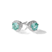 14kw 1/6 ct Lab Grown Dia VS/SI+ G+ & Cr Paraiba Post Earrings