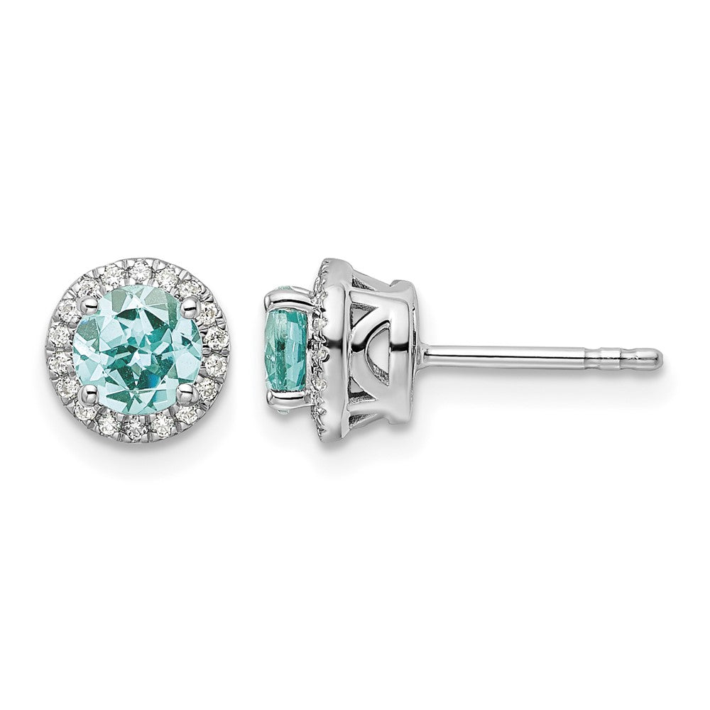 14kw 1/6 ct Lab Grown Dia VS/SI+ G+ & Cr Paraiba Post Earrings