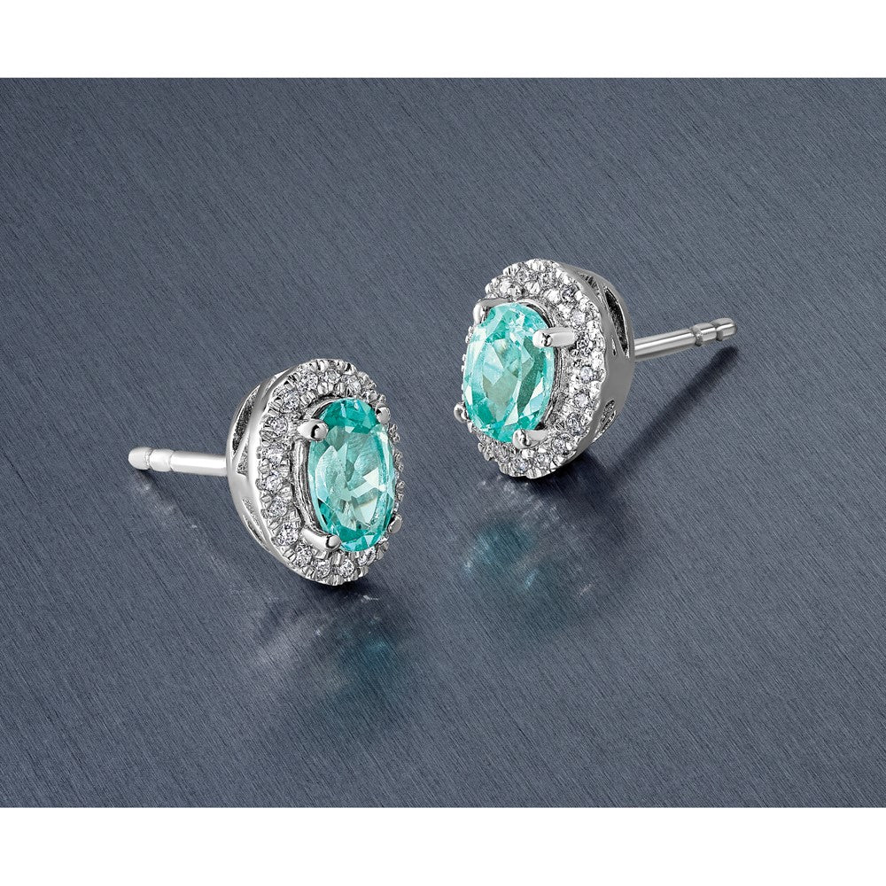 14kw 1/10 ct Lab Grown Dia VS/SI+ G+ & Cr Paraiba Post Earrings