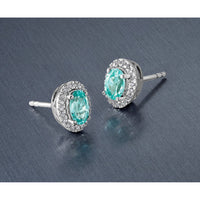 14kw 1/10 ct Lab Grown Dia VS/SI+ G+ & Cr Paraiba Post Earrings
