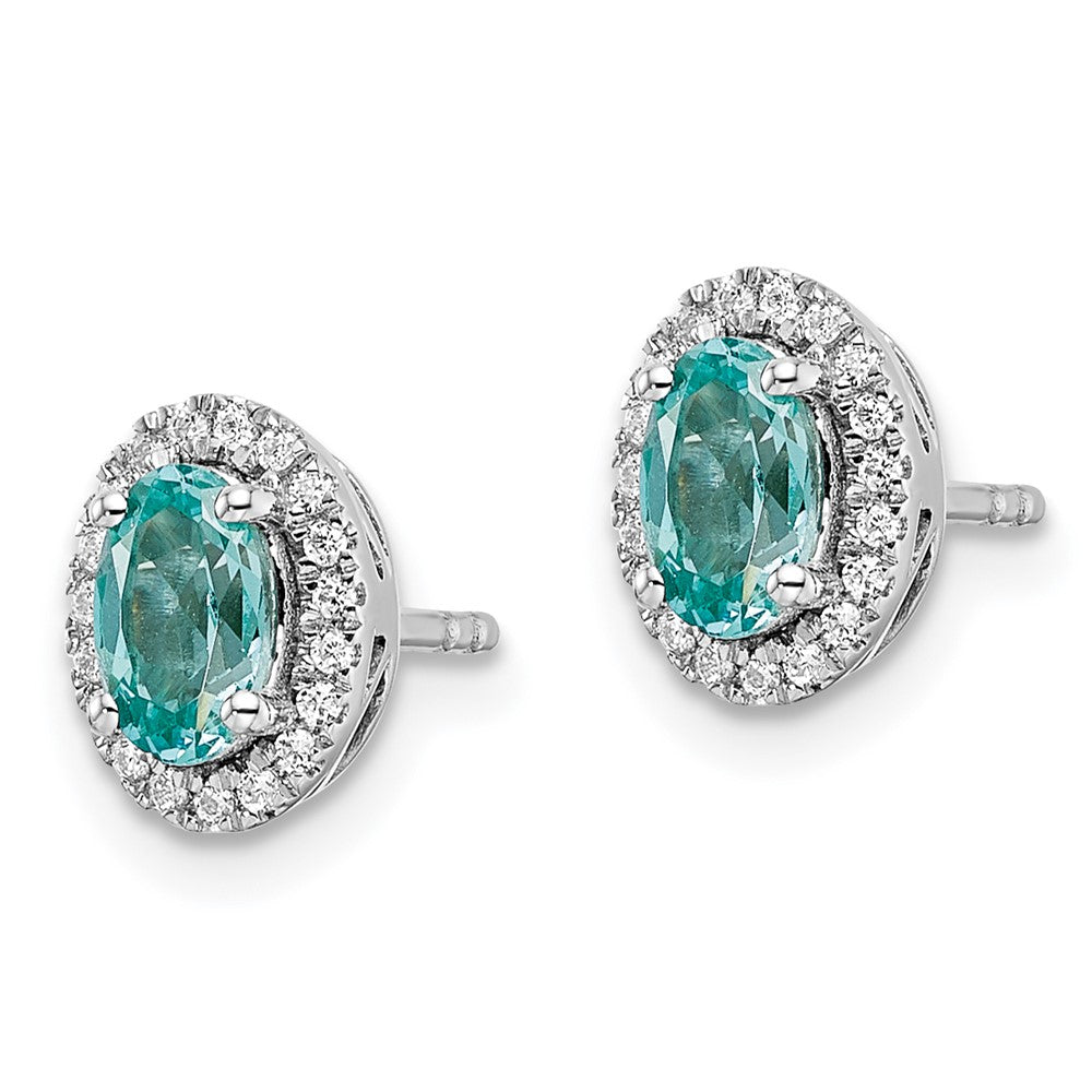 14kw 1/10 ct Lab Grown Dia VS/SI+ G+ & Cr Paraiba Post Earrings