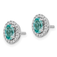 14kw 1/10 ct Lab Grown Dia VS/SI+ G+ & Cr Paraiba Post Earrings