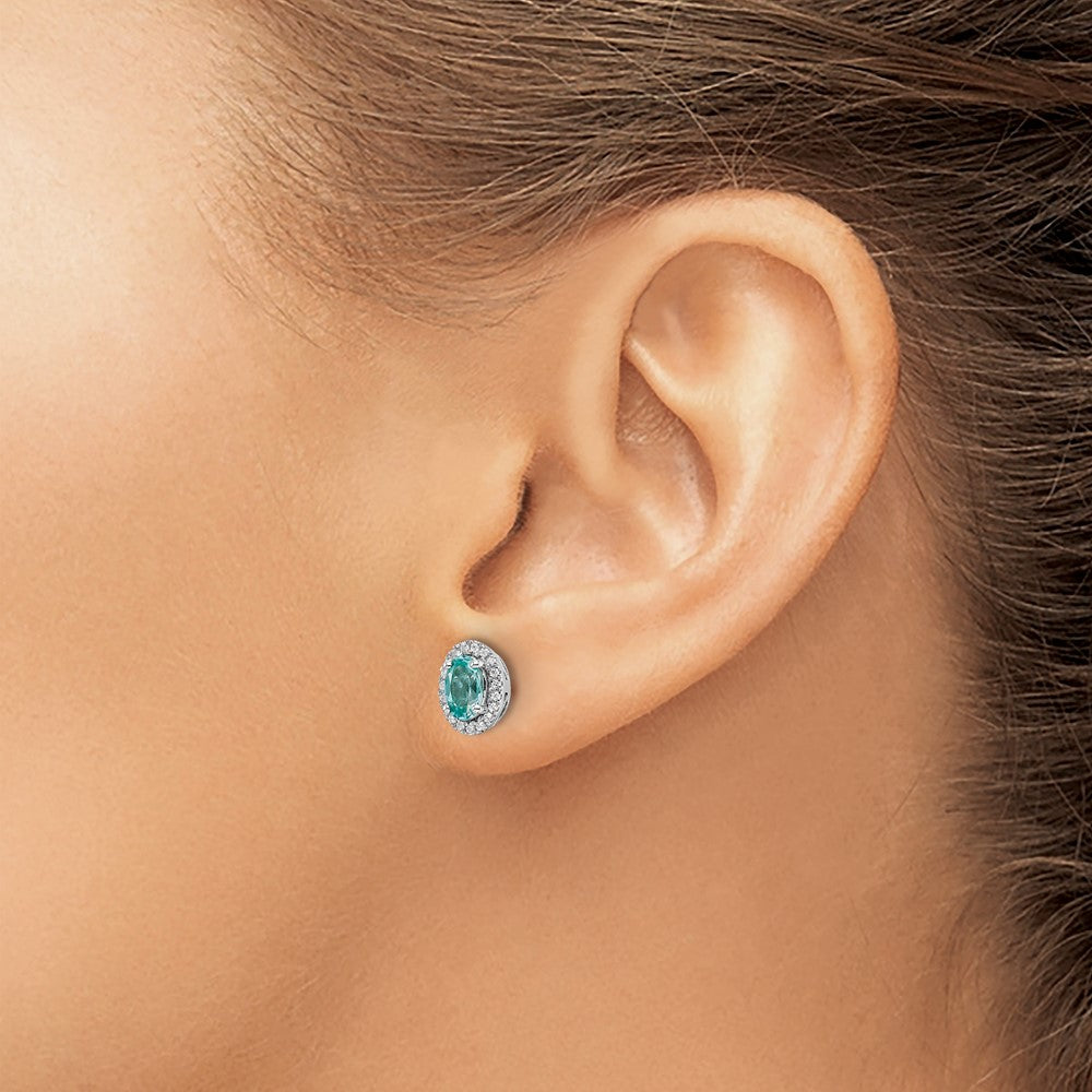 14kw 1/10 ct Lab Grown Dia VS/SI+ G+ & Cr Paraiba Post Earrings