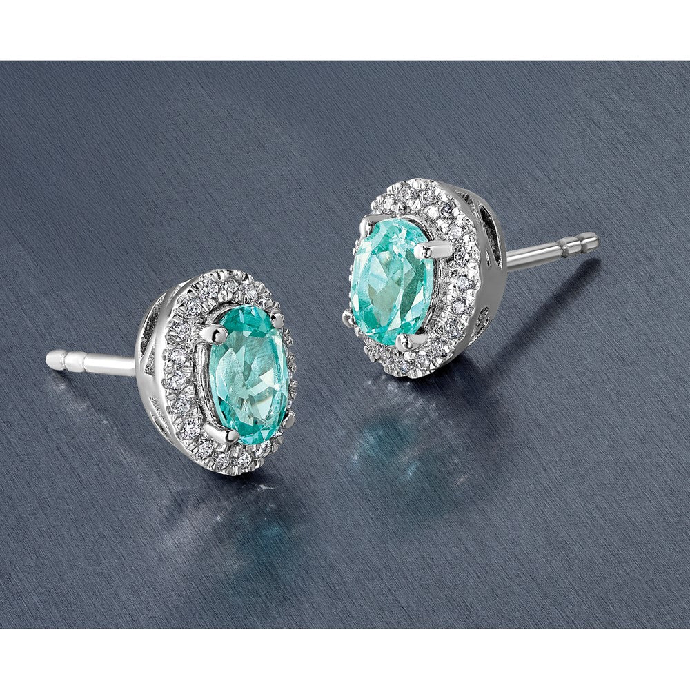 14kw 1/10 ct Lab Grown Dia VS/SI+ G+ & Cr Paraiba Post Earrings