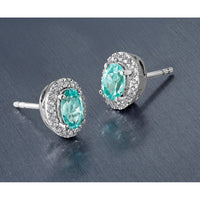 14kw 1/10 ct Lab Grown Dia VS/SI+ G+ & Cr Paraiba Post Earrings