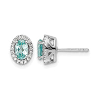 14kw 1/10 ct Lab Grown Dia VS/SI+ G+ & Cr Paraiba Post Earrings
