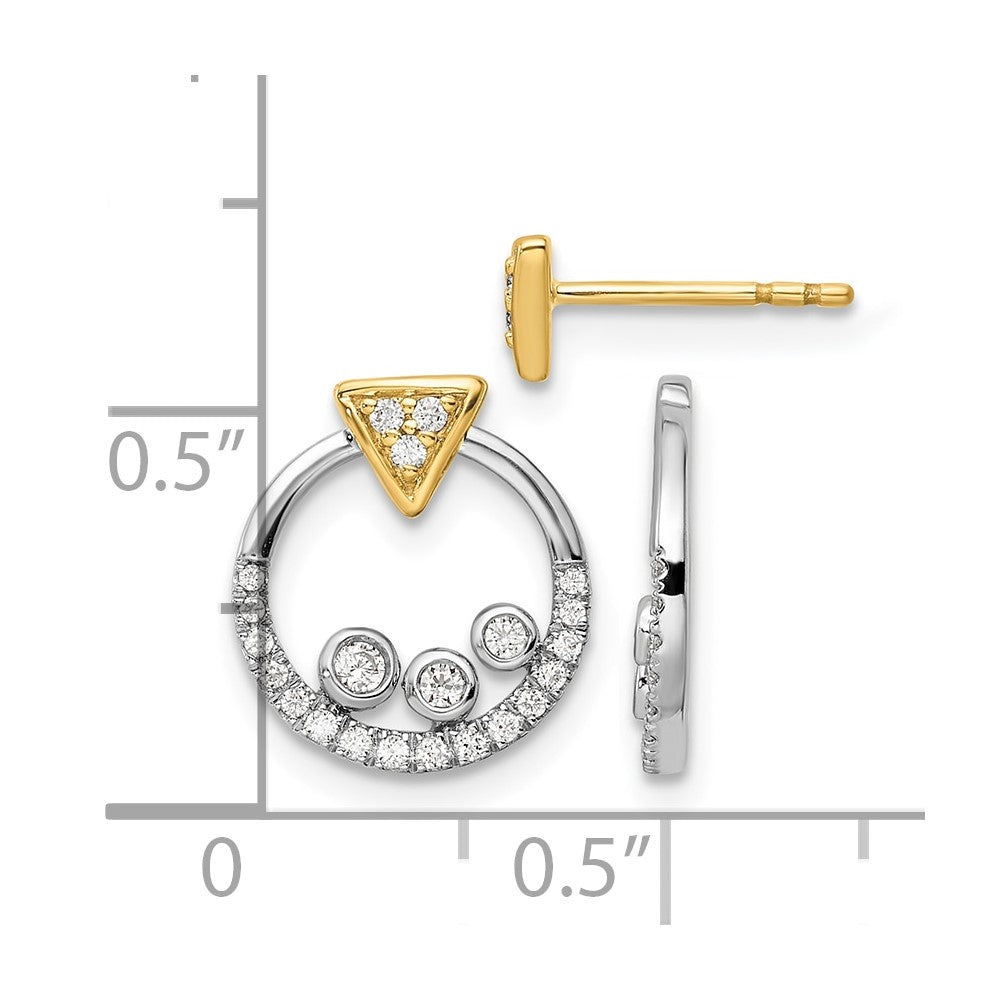 14ktt 1/4ct Lab Grown Dia VS/SI+ G+ Comp Triangle Earrings w/Dangle Jackets