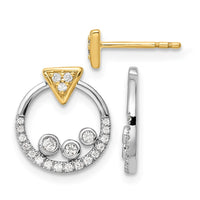 14ktt 1/4ct Lab Grown Dia VS/SI+ G+ Comp Triangle Earrings w/Dangle Jackets