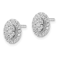14k White Gold 1/2 ct Lab Grown Dia VS/SI+ G+ Comp Oval Halo Post Earrings