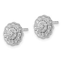 14k White Gold 1/2 ct Lab Grown Dia VS/SI+ G+ Comp Halo Post Earrings