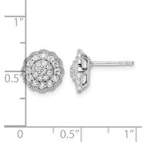 14k White Gold 1/2 ct Lab Grown Dia VS/SI+ G+ Comp Halo Post Earrings