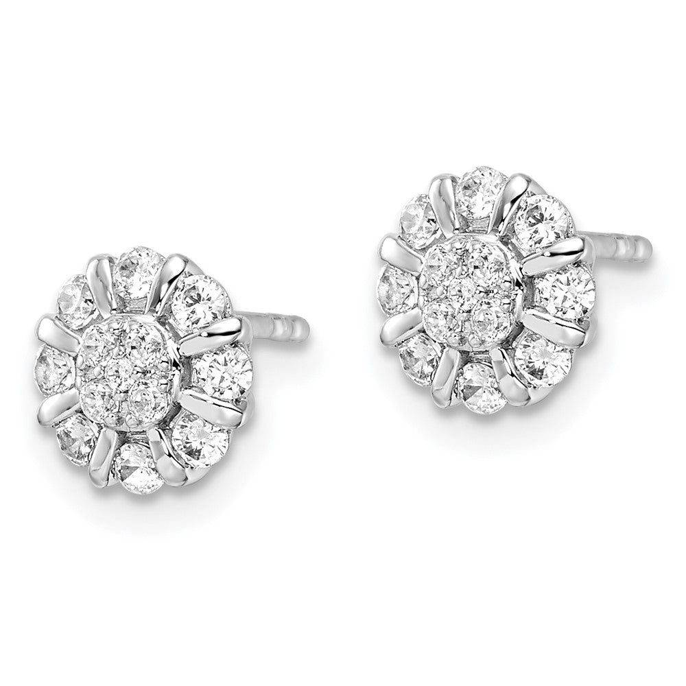 14k White Gold 1/2 ct Lab Grown Diamond VS/SI+ G+ Comp Halo Post Earrings