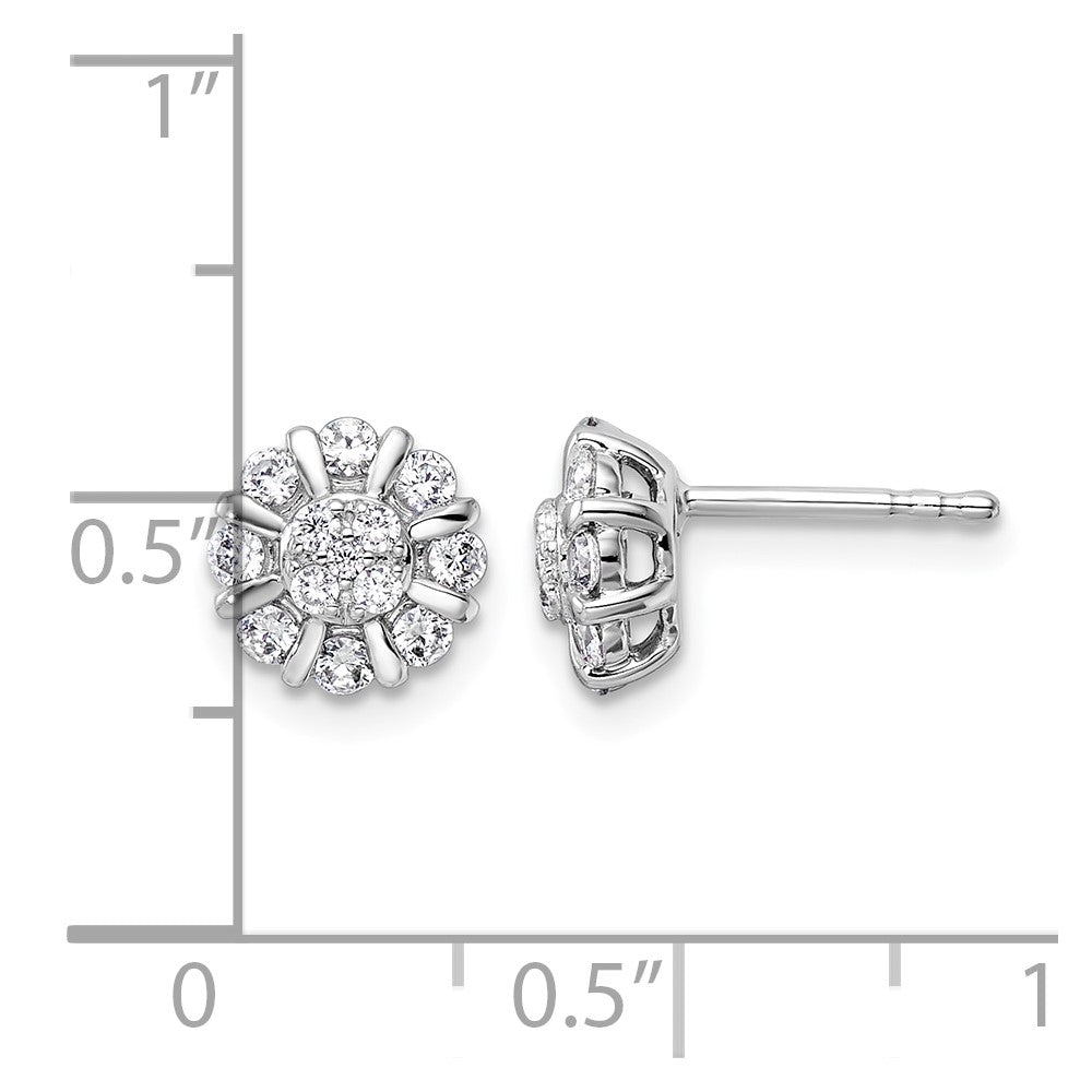 14k White Gold 1/2 ct Lab Grown Diamond VS/SI+ G+ Comp Halo Post Earrings