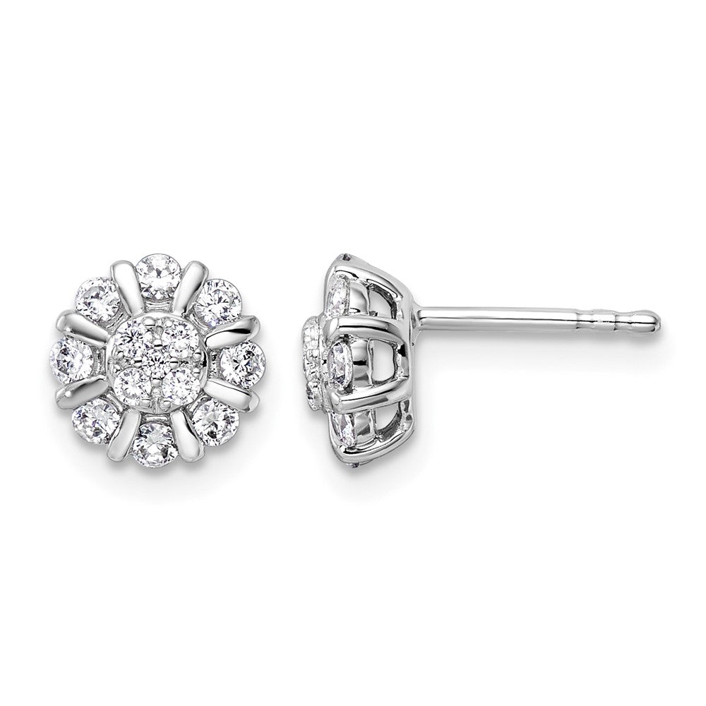 14k White Gold 1/2 ct Lab Grown Diamond VS/SI+ G+ Comp Halo Post Earrings