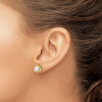 14k 1/10 ct Lab Grown Diamond VS/SI+ G+ & 5.50 mm FWC Pearl Post Earrings