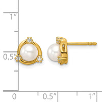 14k 1/10 ct Lab Grown Diamond VS/SI+ G+ & 5.50 mm FWC Pearl Post Earrings