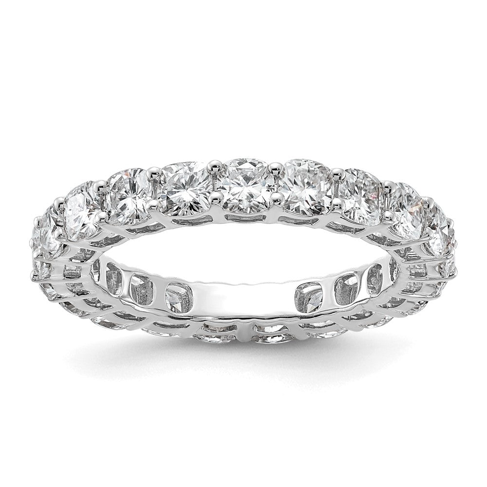 14k White Gold 3 5/8ct Lab Grown Dia VS+ F+ Cushion Comp Eternity Band