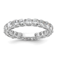 14k White Gold 3 5/8ct Lab Grown Dia VS+ F+ Cushion Comp Eternity Band
