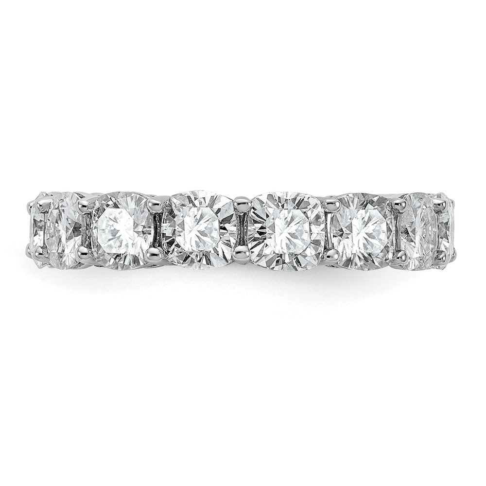 14k White Gold 6 3/4ct Lab Grown Dia VS+ F+ Cushion Comp Eternity Band