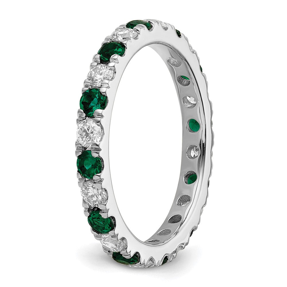 14kw 7/8ct Lab Grown Diamond VS/SI+ G+ & Cr Emerald Size 8 Eternity Band
