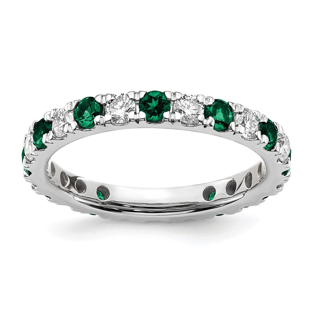 14kw 7/8ct Lab Grown Diamond VS/SI+ G+ & Cr Emerald Size 8 Eternity Band