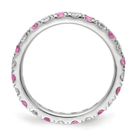 14kw 3/4ct Lab Grown Dia VS/SI+ G+ & Cr Pink Sapphire Comp Eternity Band