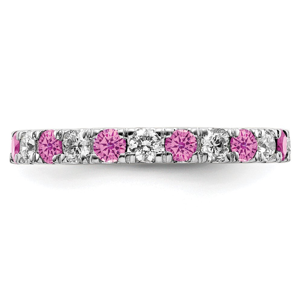 14kw 7/8ct Lab Grown Dia VS/SI+ G+ & Cr Pink Sapphire Size 9 Eternity Band