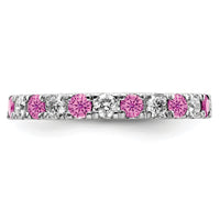 14kw 7/8ct Lab Grown Dia VS/SI+ G+ & Cr Pink Sapphire Size 9 Eternity Band