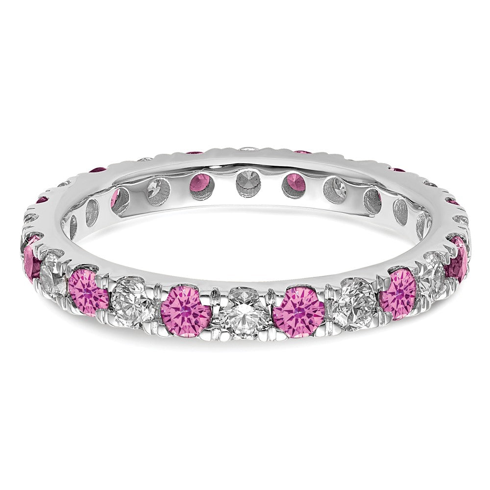 14kw 3/4ct Lab Grown Dia VS/SI+ G+ & Cr Pink Sapphire Size 7 Eternity Band