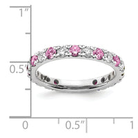 14kw 3/4ct Lab Grown Dia VS/SI+ G+ & Cr Pink Sapphire Comp Eternity Band