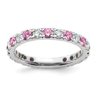 14kw 3/4ct Lab Grown Dia VS/SI+ G+ & Cr Pink Sapphire Comp Eternity Band