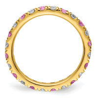 14k 3/8ct Lab Grown Dia VS/SI+ G+ & Cr Pink Sapphire Size 5 Eternity Band
